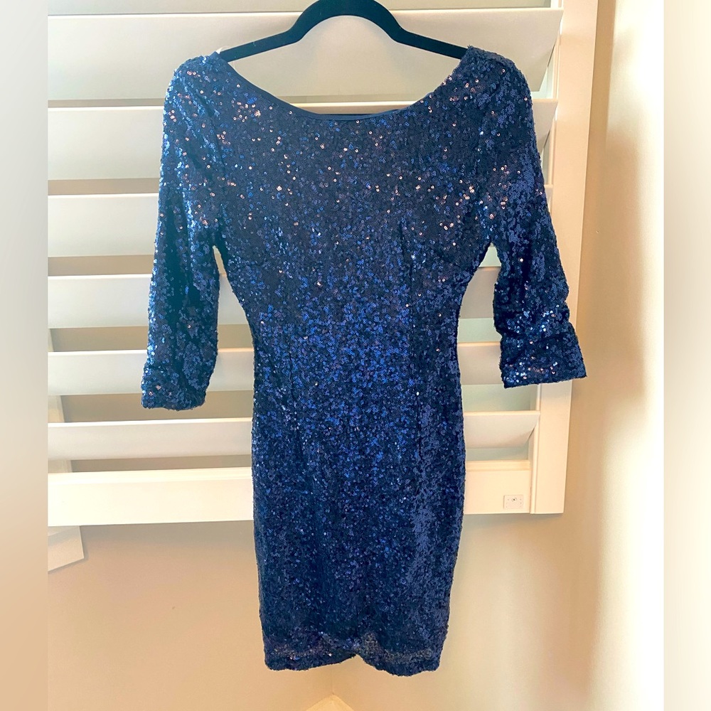Lulus Navy Sequin Dress. Worn once. Size small.